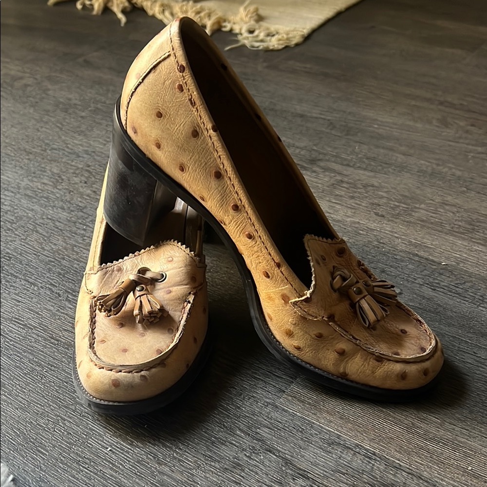 Franco Sarto ostrich leather loafers